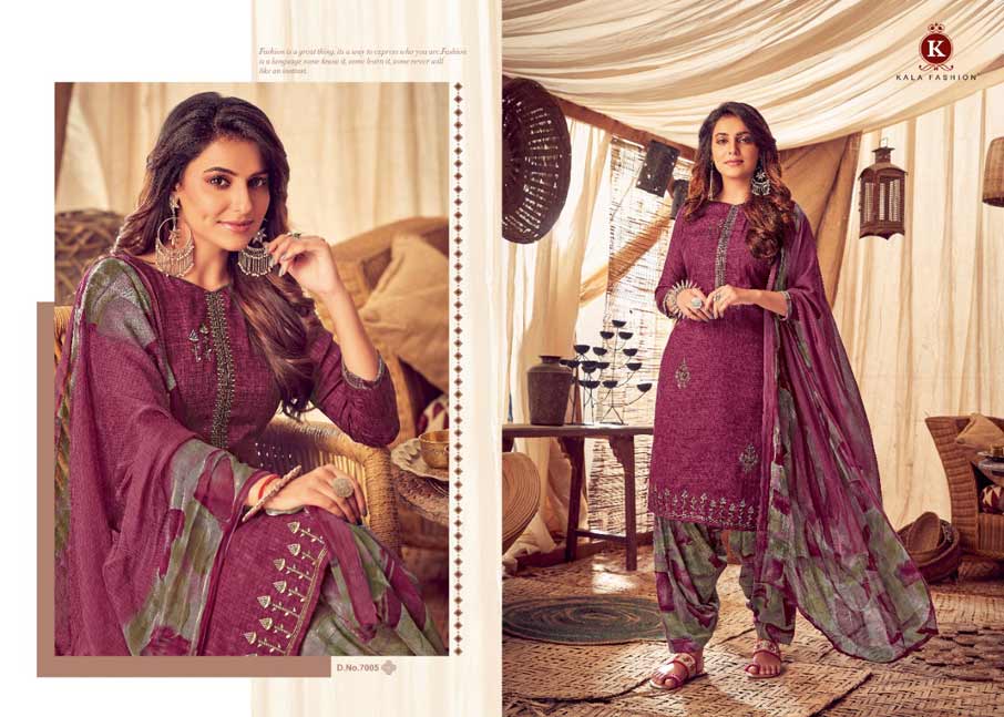 Kala Patiyala Pashmina Dress Material Set Kala Patiyala Pashmina Dress Material Set